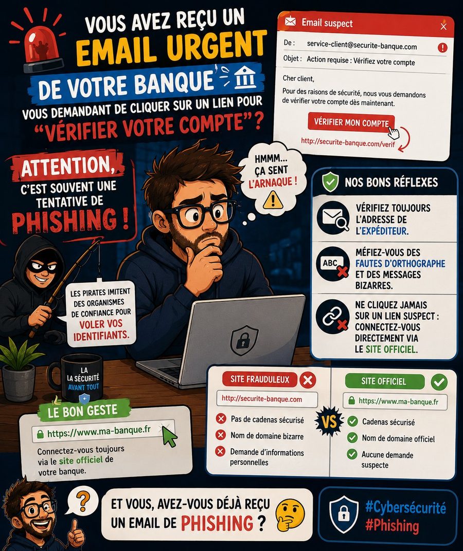 Infographie : reconnaître un email de phishing