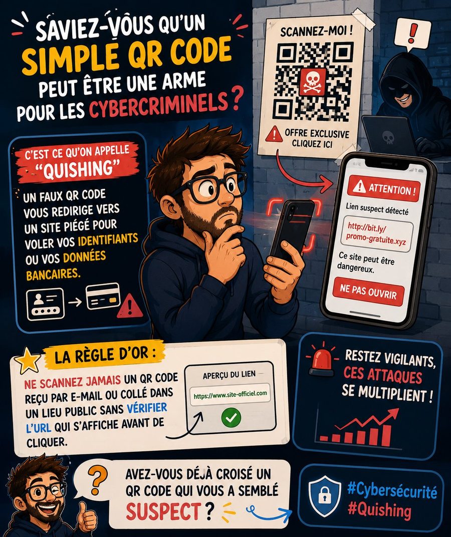 Infographie : le piège du QR code (quishing)